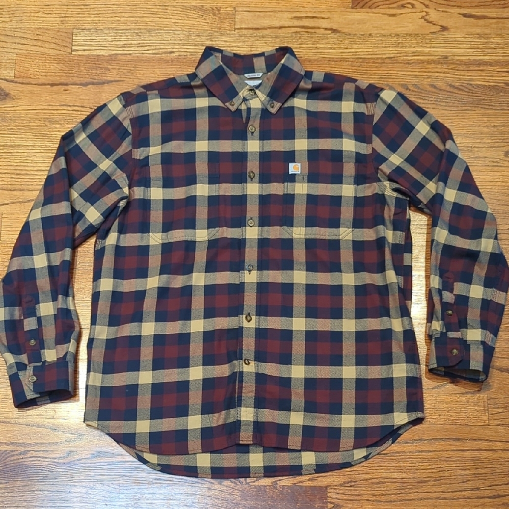 Carhartt Men's Checkered Shirt - Burgundy and Beige